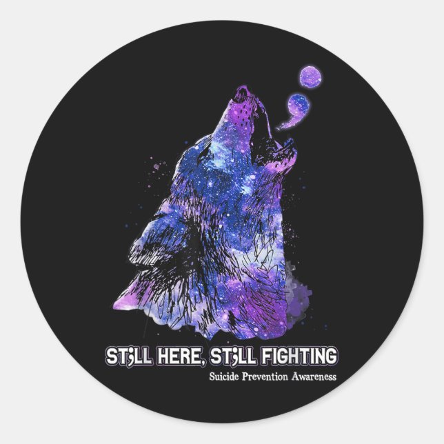 Sticker Rond Wolf Toujours Là Pour Lutter Contre Le Suicide (Devant)