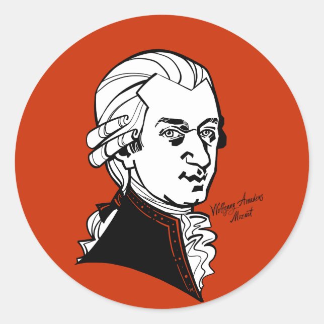 Sticker Rond Wolfgang Amadeus Mozart (Devant)
