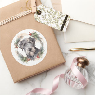 Sticker Rond Wolfhound Festive Wreath