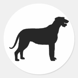 Sticker Rond Wolfhound irlandais (en noir)