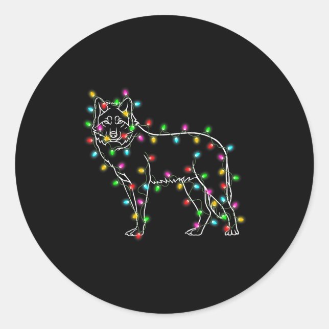 Sticker Rond Wolfs Tree Christmas Sweater Xmas Pet Animal Wolf  (Devant)