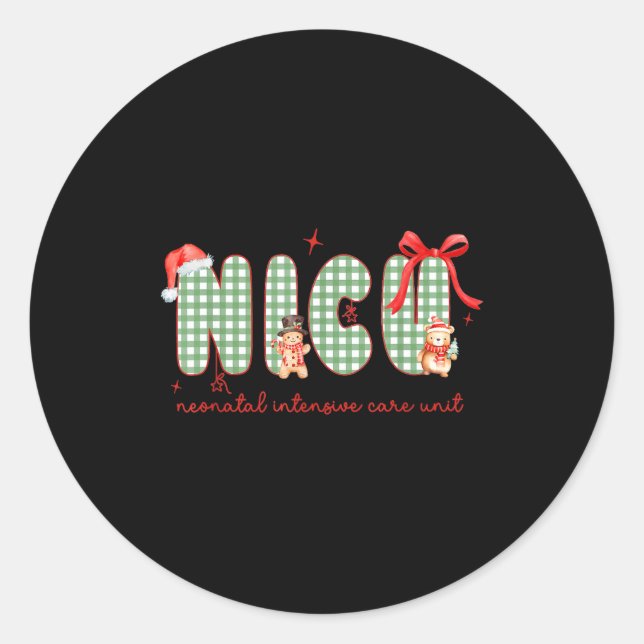 Sticker Rond Women Nicu Nurse Christmas Newborn Neonatal Icu Ho (Devant)