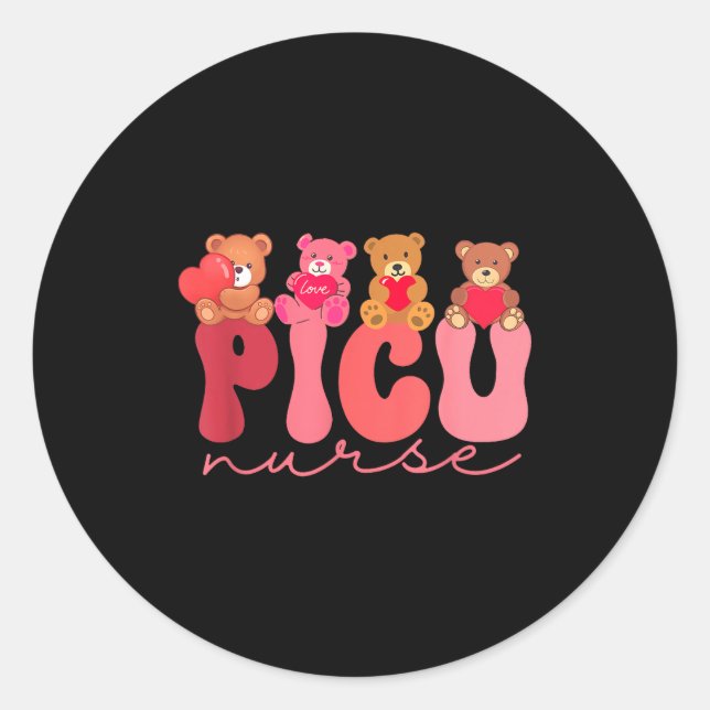 Sticker Rond Women Valentine Cu Nurse Pediatrics Cute Bears Ped (Devant)