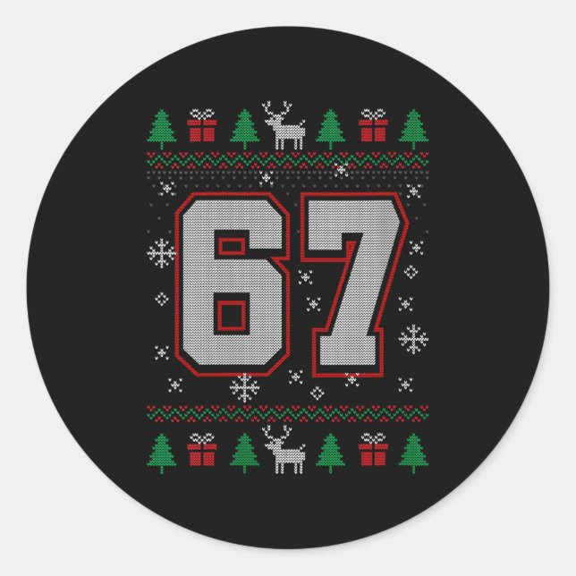 Sticker Rond Womens 67 Meme Christmas Ornaments Ugly Sweater Xm (Devant)
