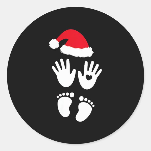 Sticker Rond Womens Baby Bump First Christmas  (Devant)