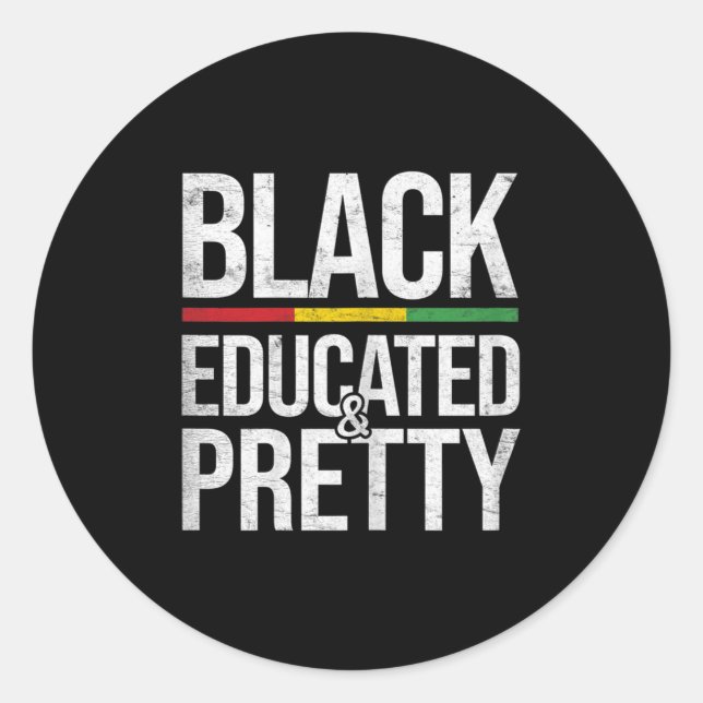 Sticker Rond Womens Black Educated Pretty African American Bl (Devant)