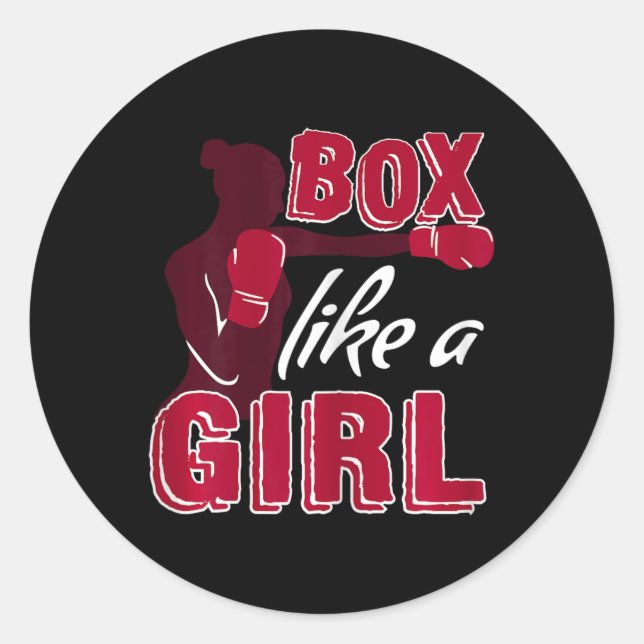 Sticker Rond Womens Box Like A Girl Funny Boxing Gift For Kickb (Devant)
