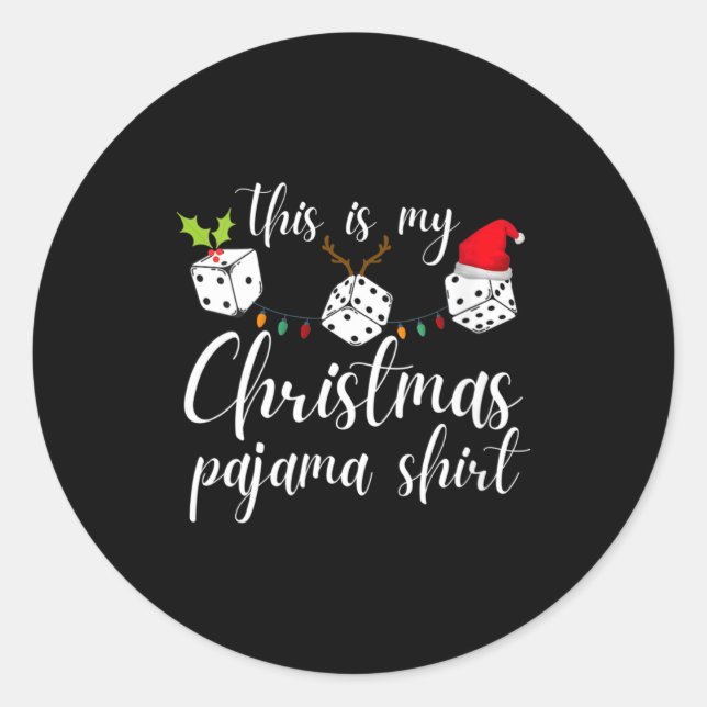 Sticker Rond Womens Bunco Christmas Pajama Dice Game Night  (Devant)
