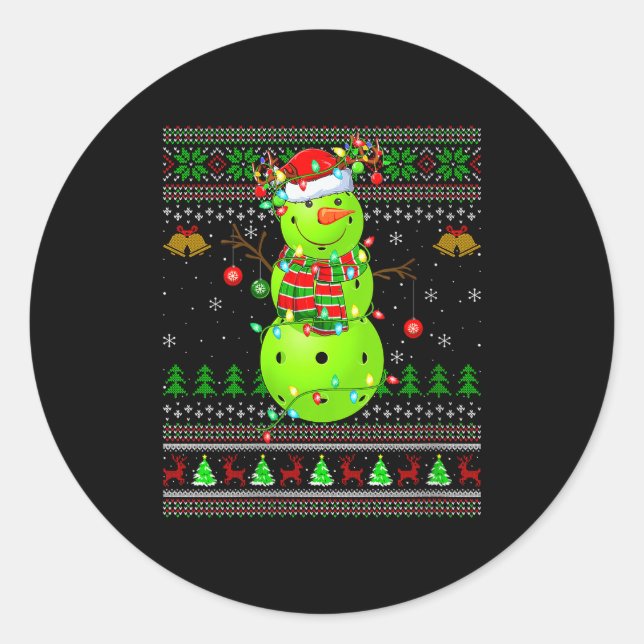 Sticker Rond Womens Ckleball Snowman Ugly Christmas Sweater Srt (Devant)