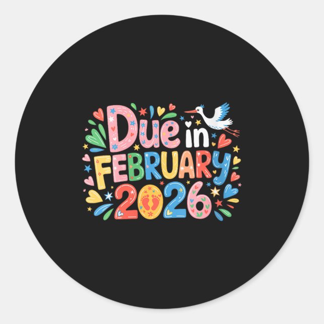 Sticker Rond Womens Coming February 2026 Due In New Baby Mommy  (Devant)