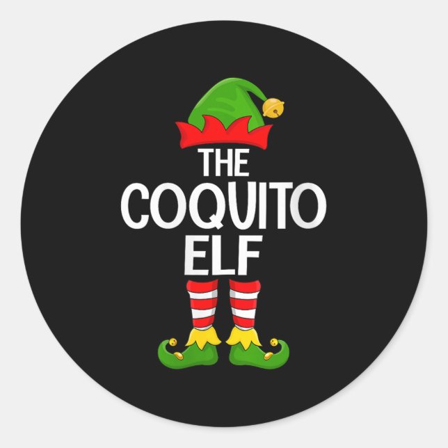 Sticker Rond Womens Coquito Elf Xmas Matching Family Elf Squad  (Devant)