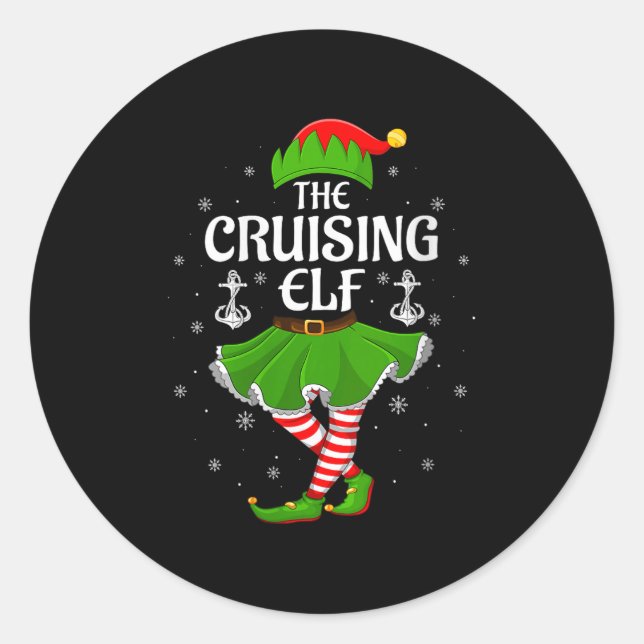 Sticker Rond Womens Cruising Elf Christmas Family Girls Women E (Devant)