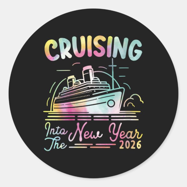 Sticker Rond Womens Cruising Into New Year 2026 Countdown Party (Devant)