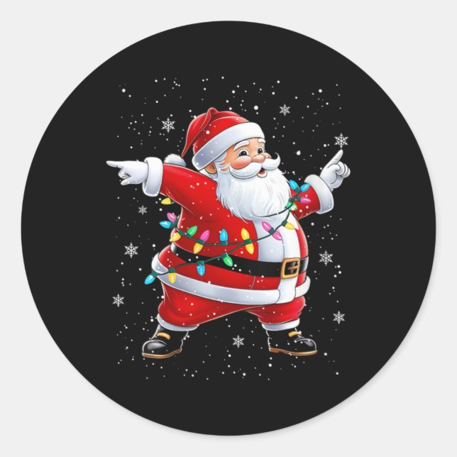 Sticker Rond Womens Dabbing Santa Xmas Dancing Girls Boys Kids  (Devant)