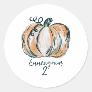 Sticker Rond Womens Enneagram 2 Citrouille aquarelle Chute Than