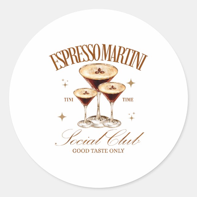 Sticker Rond Womens Espresso Martini Social Club Drinking Tail  (Devant)