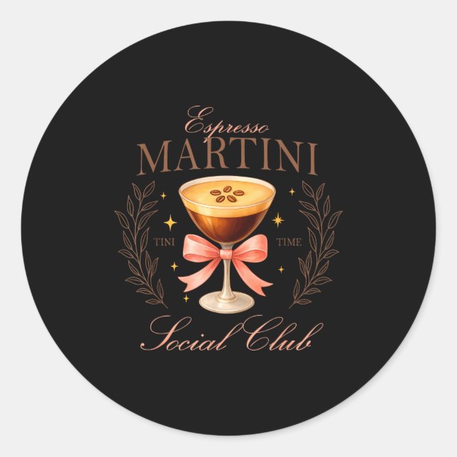 Sticker Rond Womens Espresso Martini Social Club Drinking Tail  (Devant)