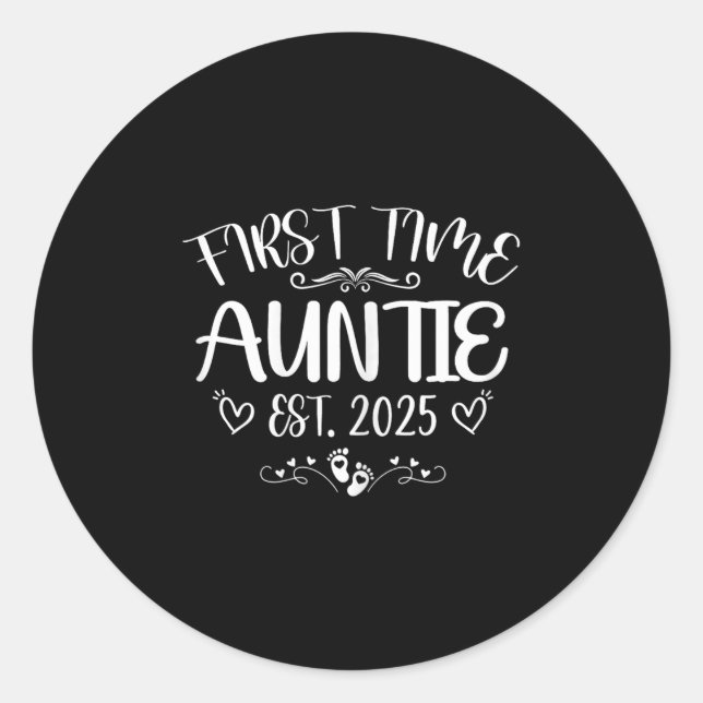 Sticker Rond Womens First Time Auntie Est 2025 Soon To Be Mom M (Devant)