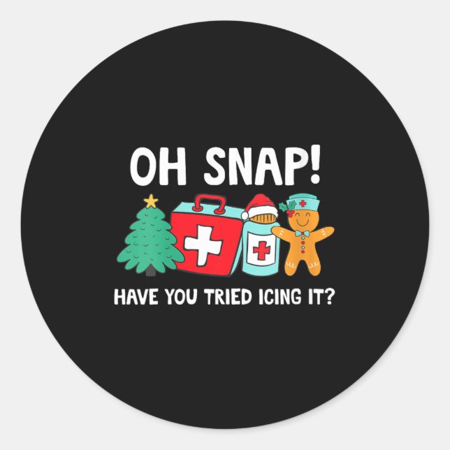 Sticker Rond Womens Funny Christmas Nurse Have You Tried Icing  (Devant)