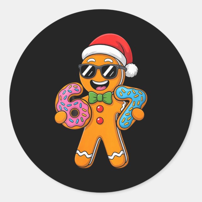Sticker Rond Womens Funny Gingerbread Six Seven 67 Ice Cream Ch (Devant)