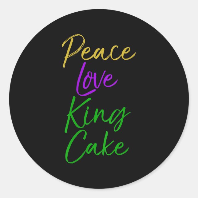 Sticker Rond Womens Funny Mardi Gras Gift Party Quote Cute Peac (Devant)