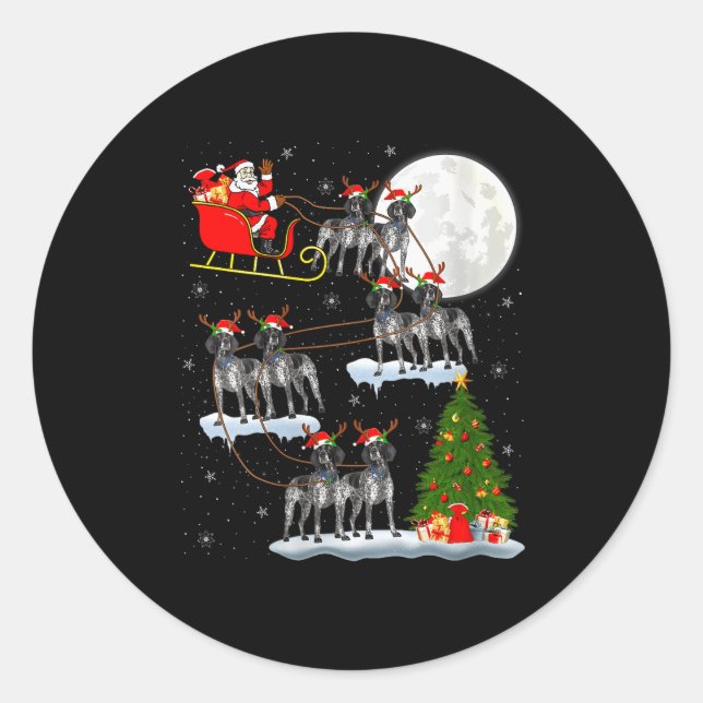 Sticker Rond Womens German Shorthaired Inter Dog Christmas Sant (Devant)