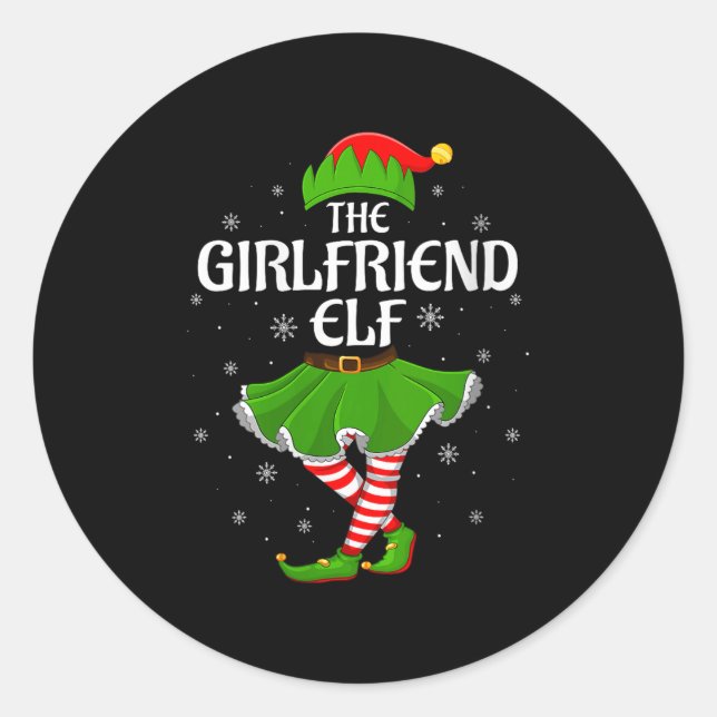 Sticker Rond Womens Girlfriend Elf Christmas Family Girls Women (Devant)