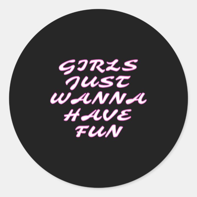 Sticker Rond Womens Girls Just W Have Fun V-neck  (Devant)