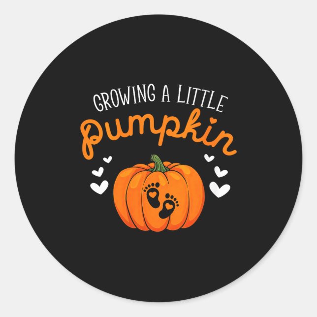 Sticker Rond Womens Growing A-little Pumpkin Halloween Pregnanc (Devant)