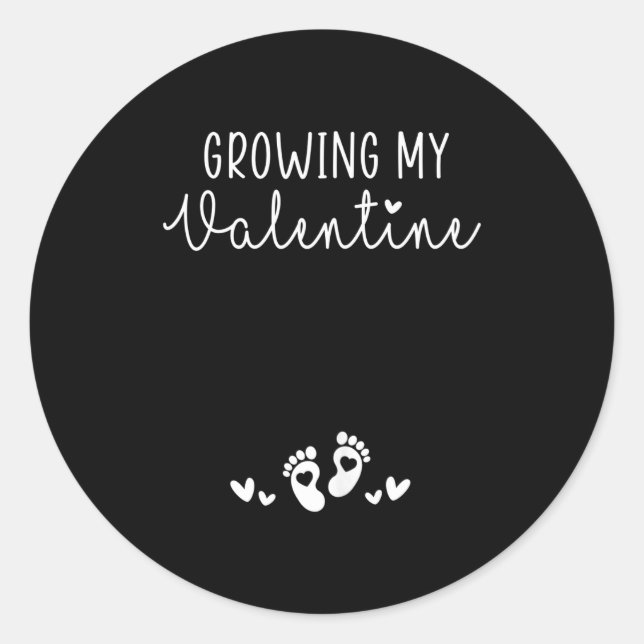 Sticker Rond Womens Growing My Valentine Pregnancy New Mom Vale (Devant)