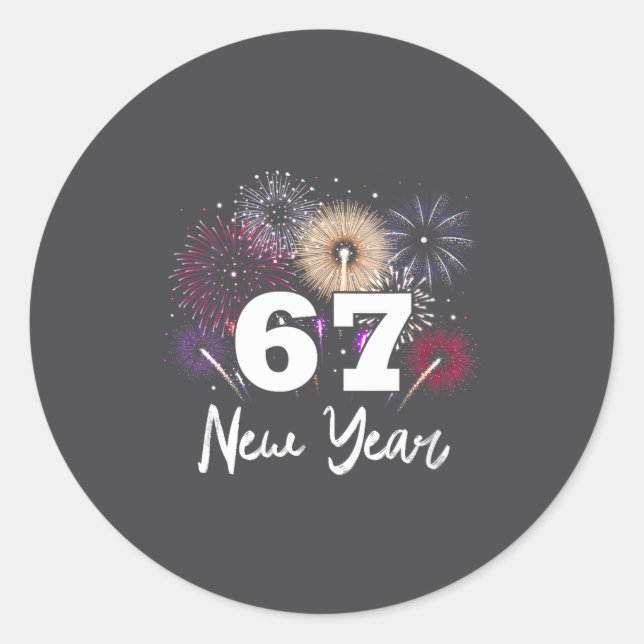 Sticker Rond Womens Happy 2026 New Year's Eve Party 67 Meme V-n (Devant)