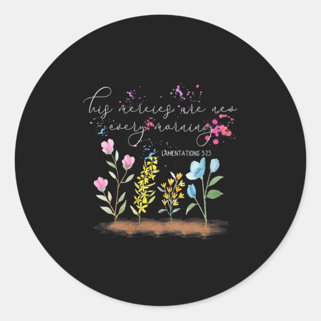 Sticker Rond Womens His Mercies Are New Every Morning Religious (Devant)