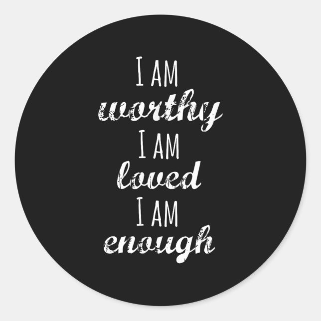 Sticker Rond Women's I Am Worthy Motivational Christian  (Devant)