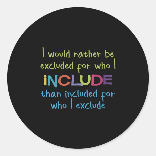 Sticker Rond Womens I Would Rather Be Excluded For Who I Includ (Devant)