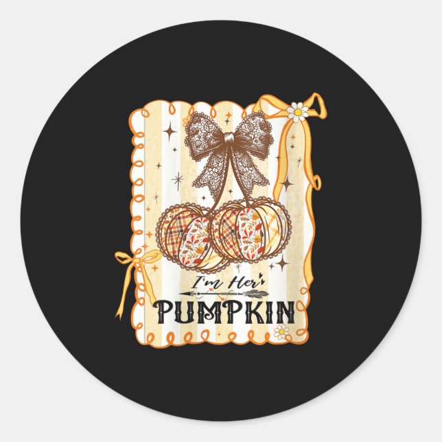 Sticker Rond Womens I'm Her Pumpkin Cherry Couple Coquette Bow  (Devant)