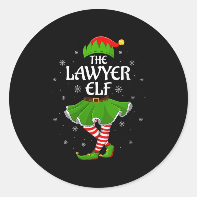 Sticker Rond Womens Lawyer Elf Christmas Family Girls Women Elf (Devant)