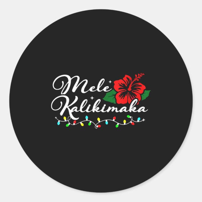 Sticker Rond Womens Mele Kalikimaka Hibiscus Flower Hawaii Chri (Devant)