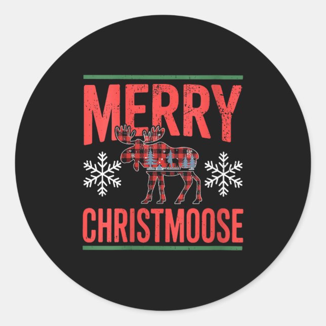 Sticker Rond Womens Merry Christmoose Holiday Moose Ugly Sweate (Devant)