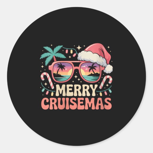 Sticker Rond Womens Merry Cruisemas 2025 2026 Christmas Santa R (Devant)