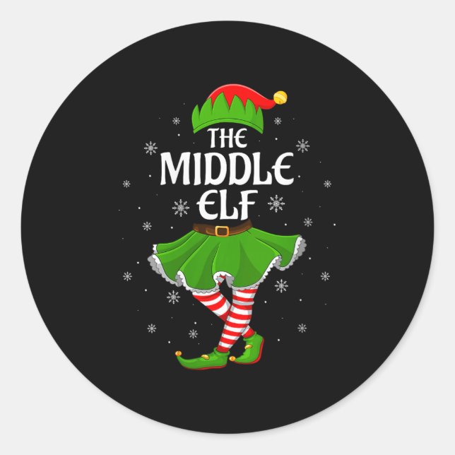 Sticker Rond Womens Middle Elf Christmas Family Girls Women Elf (Devant)
