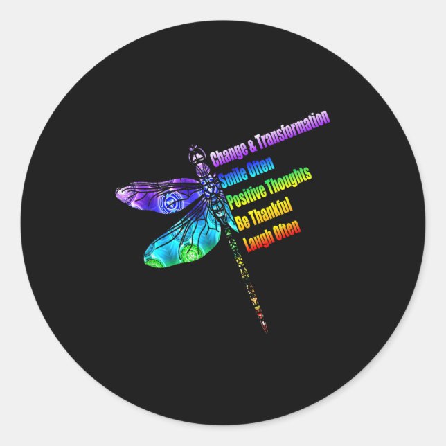 Sticker Rond Womens Motivational Insration Gift Dragonfly  (Devant)