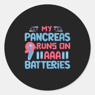 Sticker Rond Womens My Pancreas Fonctionne Sur Les Batteries Aa