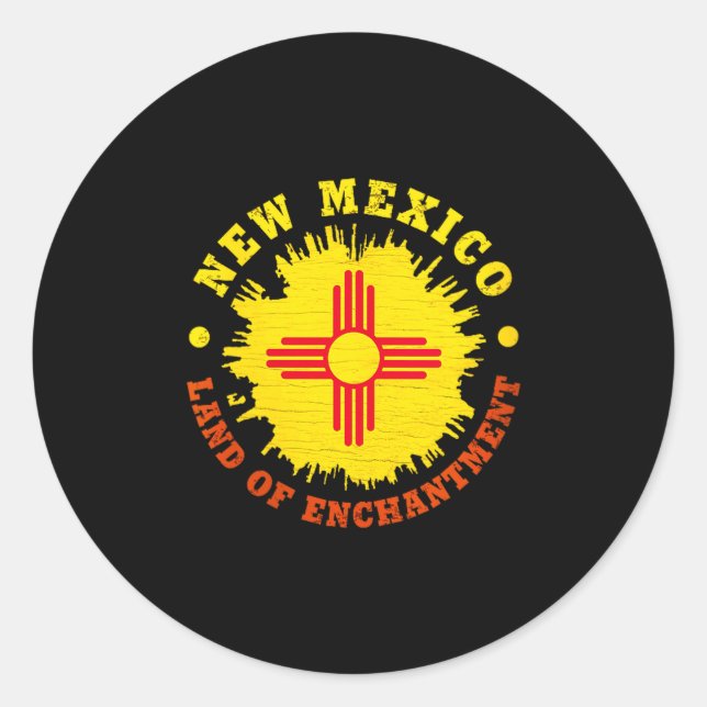 Sticker Rond Womens New Mexico Enchantment State Flag V-neck  (Devant)