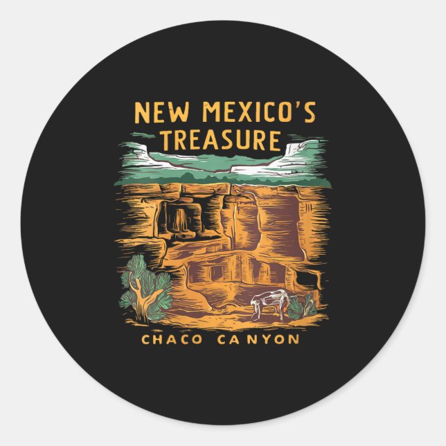 Sticker Rond Womens New Mexico Treasure Chaco Canyon National P (Devant)