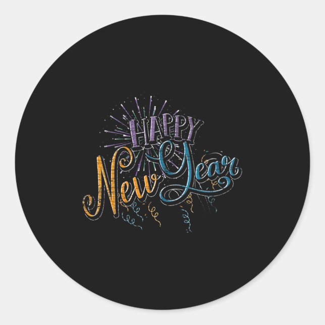 Sticker Rond Womens New Years Eve Celebration Confetti Firework (Devant)