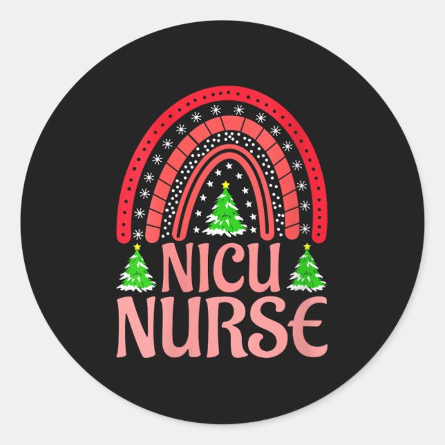 Sticker Rond Womens Nicu Nurse Christmas Crew Nurselife Nursing (Devant)