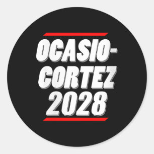 Sticker Rond Womens Ocasio-cortez 2028 - Aoc For President ! V-