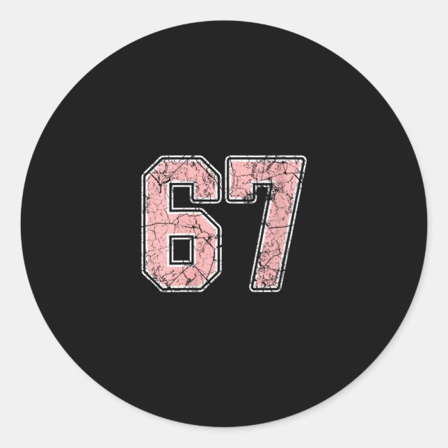 Sticker Rond Womens Pink And White Number 67 Jersey Player Unif (Devant)