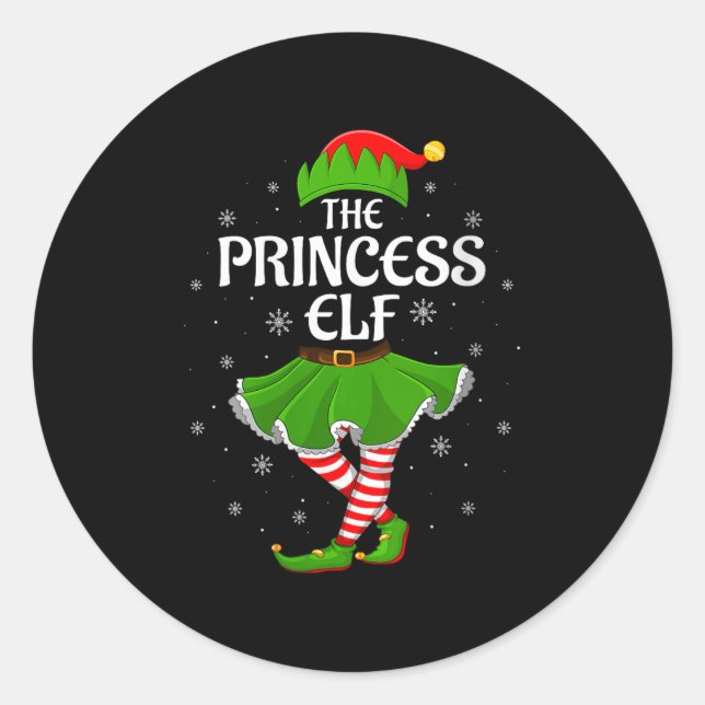 Sticker Rond Womens Princess Elf Christmas Family Girls Women E (Devant)