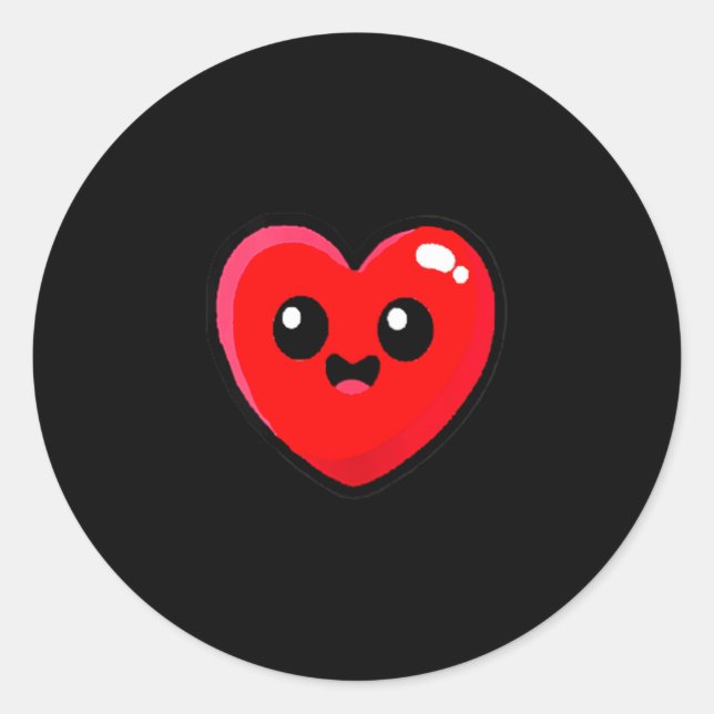 Sticker Rond Women's Red Heart Funny Cute Design For Men Women  (Devant)
